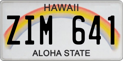 HI license plate ZIM641