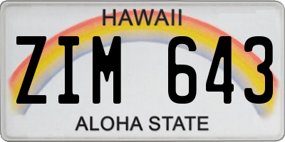 HI license plate ZIM643