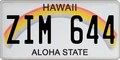 HI license plate ZIM644