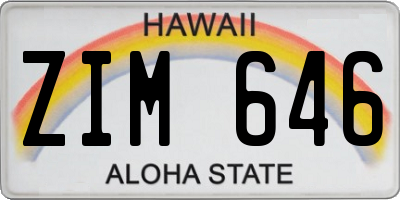 HI license plate ZIM646