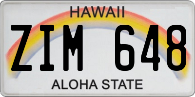 HI license plate ZIM648