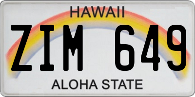 HI license plate ZIM649