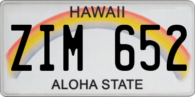 HI license plate ZIM652