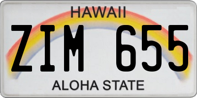 HI license plate ZIM655