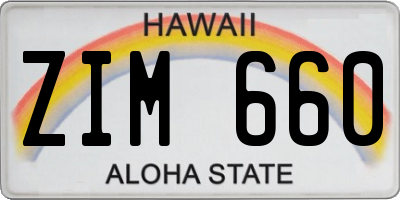 HI license plate ZIM660
