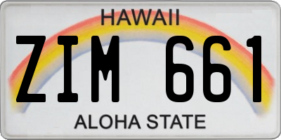 HI license plate ZIM661