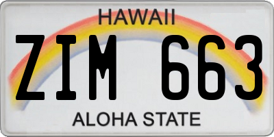HI license plate ZIM663