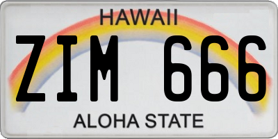 HI license plate ZIM666