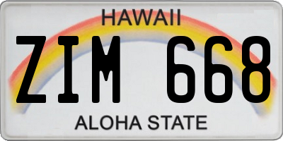 HI license plate ZIM668