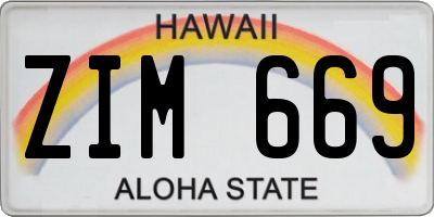 HI license plate ZIM669