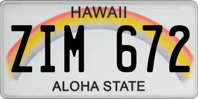 HI license plate ZIM672
