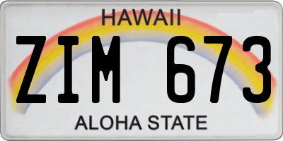 HI license plate ZIM673