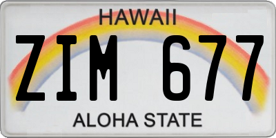 HI license plate ZIM677
