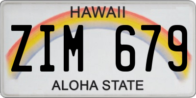 HI license plate ZIM679