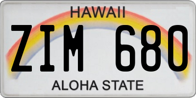 HI license plate ZIM680