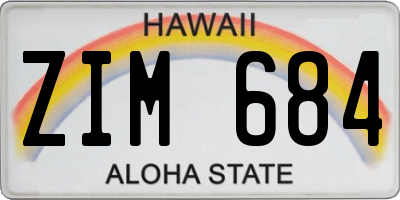 HI license plate ZIM684
