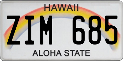 HI license plate ZIM685
