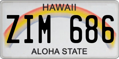HI license plate ZIM686