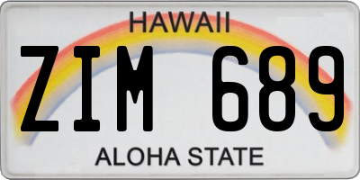 HI license plate ZIM689