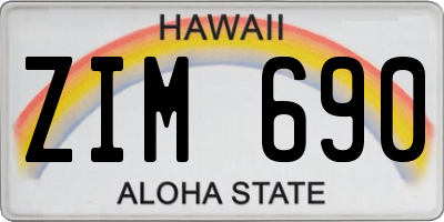 HI license plate ZIM690