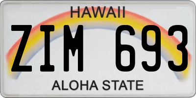 HI license plate ZIM693