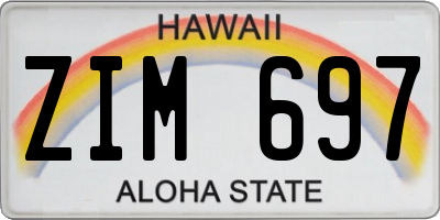 HI license plate ZIM697