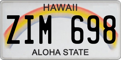 HI license plate ZIM698