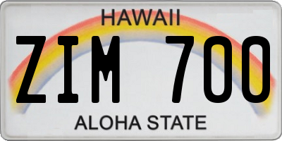 HI license plate ZIM700