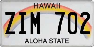HI license plate ZIM702