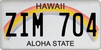HI license plate ZIM704