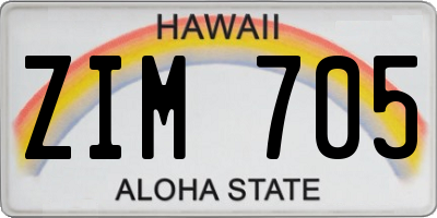 HI license plate ZIM705