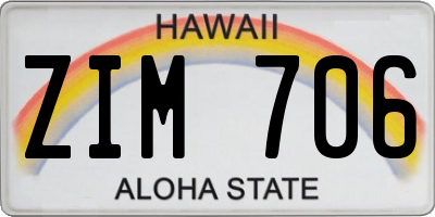 HI license plate ZIM706