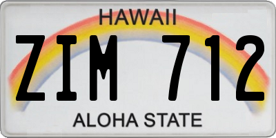 HI license plate ZIM712