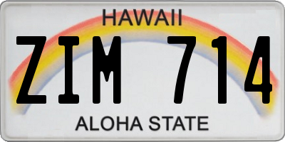 HI license plate ZIM714