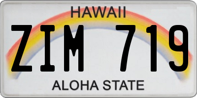 HI license plate ZIM719