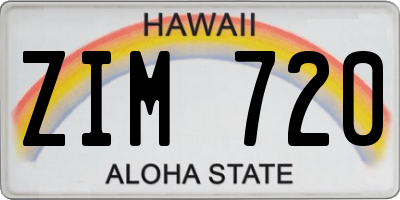 HI license plate ZIM720