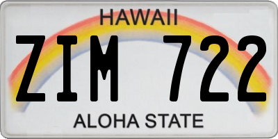 HI license plate ZIM722
