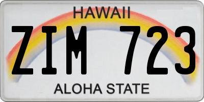 HI license plate ZIM723