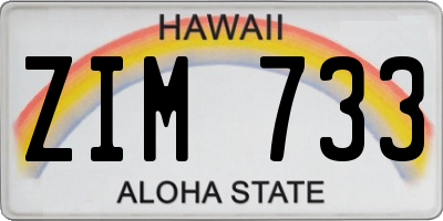 HI license plate ZIM733