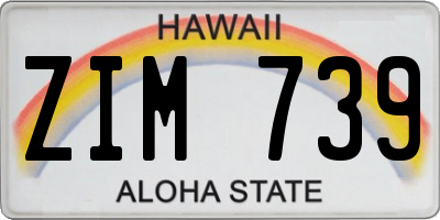HI license plate ZIM739