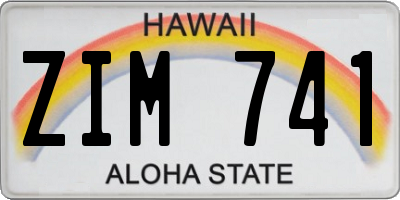 HI license plate ZIM741