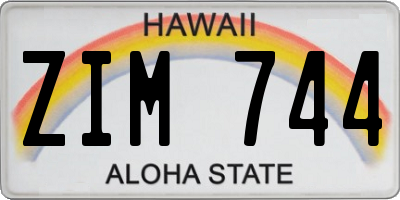 HI license plate ZIM744