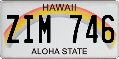 HI license plate ZIM746