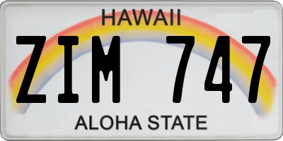 HI license plate ZIM747