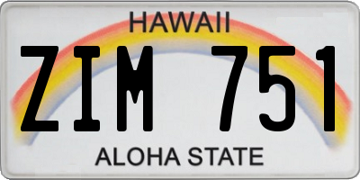 HI license plate ZIM751