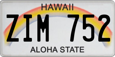 HI license plate ZIM752