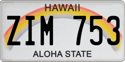 HI license plate ZIM753