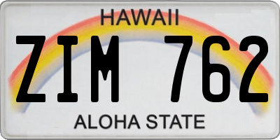 HI license plate ZIM762