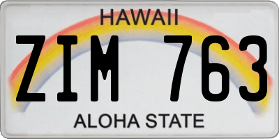 HI license plate ZIM763