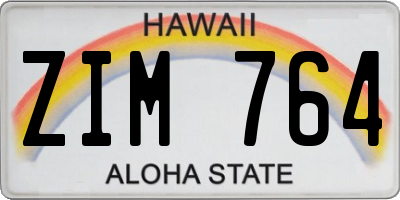HI license plate ZIM764